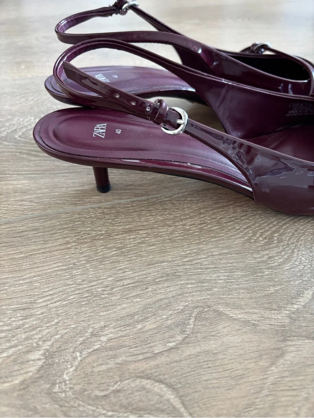Zara Pointed Slingback Kitten Heel Pumps in Deep Burgundy - Picture 3 of 3